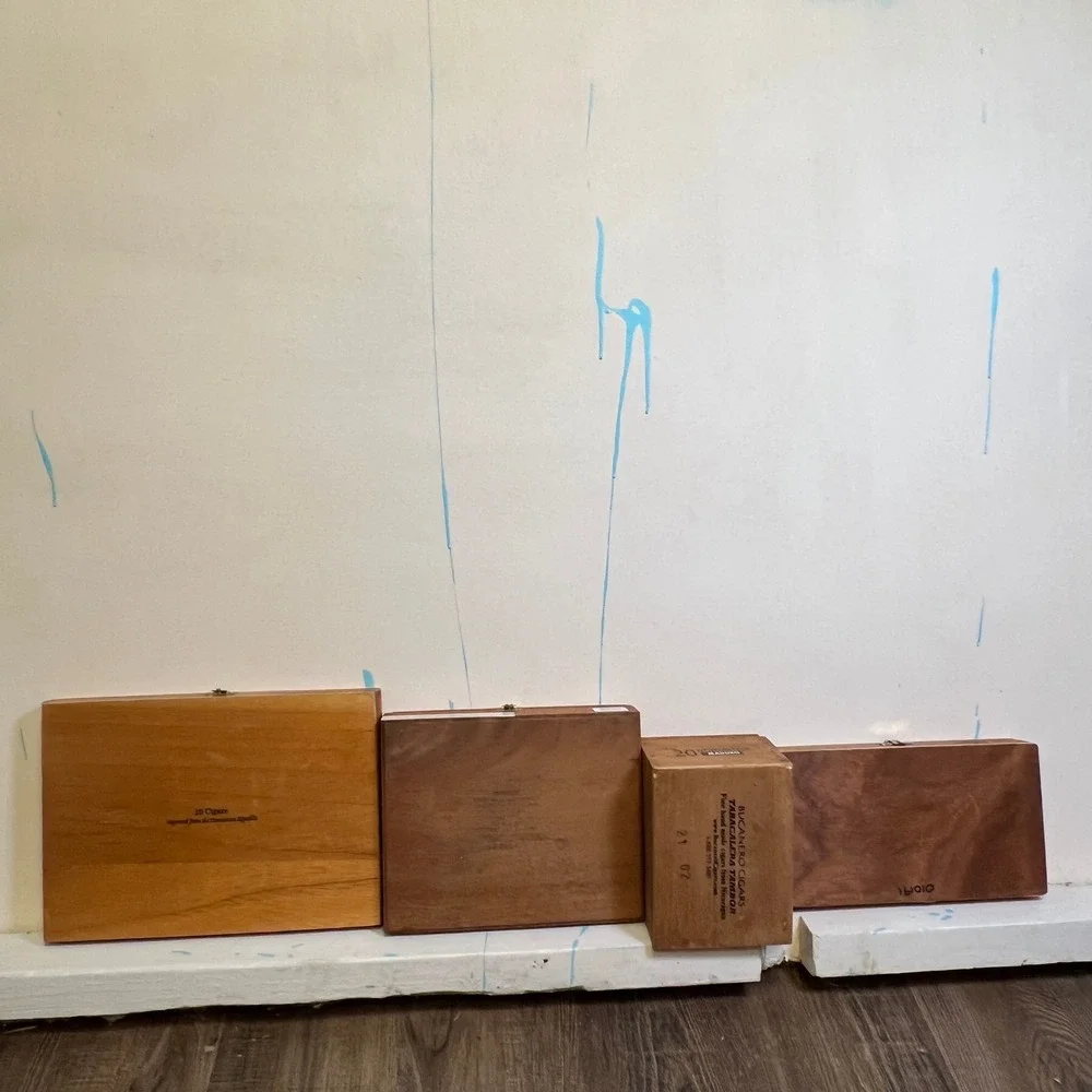 Vintage Wooden Cigar‎ Boxes Set of 4 Ashton Cohiba Bucanero Padron Empty Display
